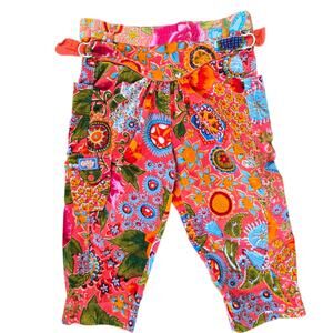 Oilily Vintage Girl Velvet Pants Bright Colorful Bohemian Funky Artsy 104 4Y